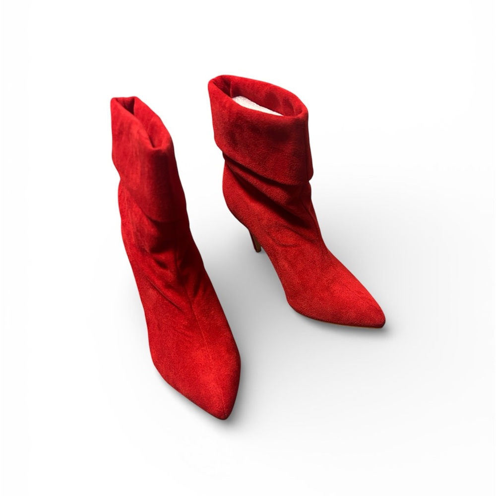 Perphy Elegant Red Faux Suede Women's Boots - Picture 4 of 4